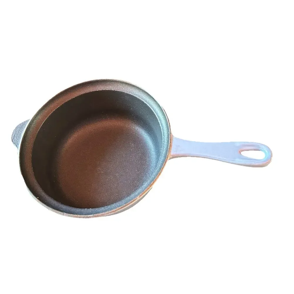 Vintage Le Creuset Cast Iron Saucepan Blue Open Handle #18 No Lid France 2